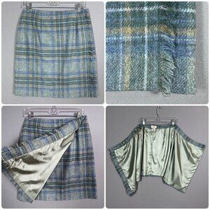 Talbots Wool REAL TRUE WRAP SKIRT Size 8 Plaid Fringe Academia Grunge Y2K 90s